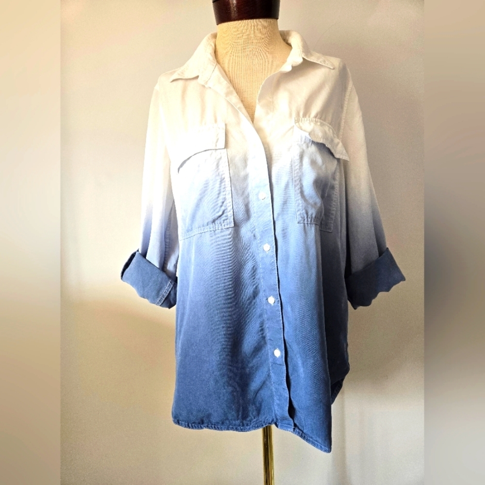 Blue and White Ombre Women's Top